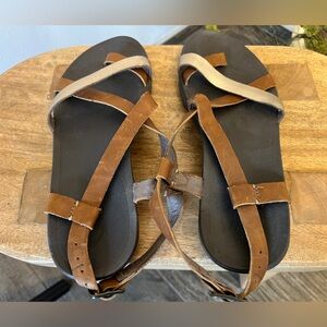 OluKai Brown and Gold Sandal
